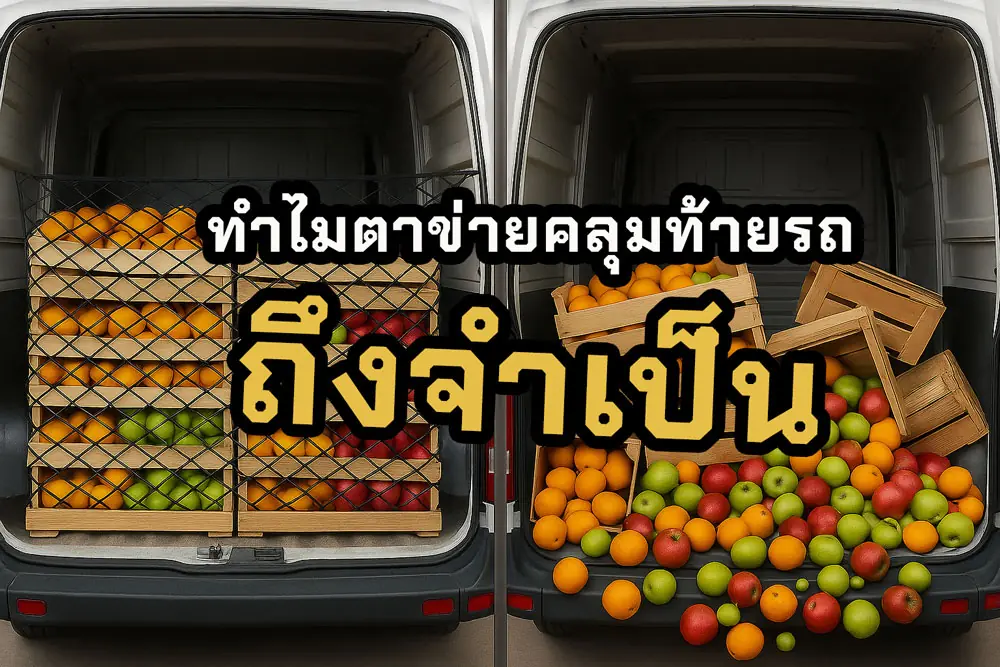 ตัวอย่างการใช้งานตาข่ายในตู้คอนเทนเนอร์ขนส่งสินค้าจำนวนมาก